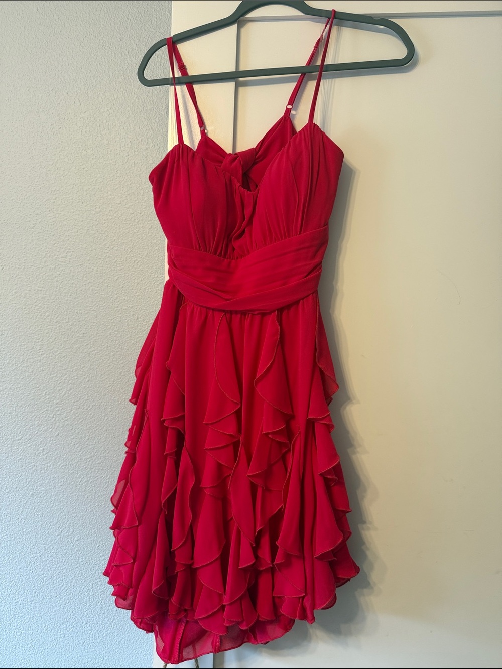 Hot Pink Ruffled Spaghetti-Strap Dress